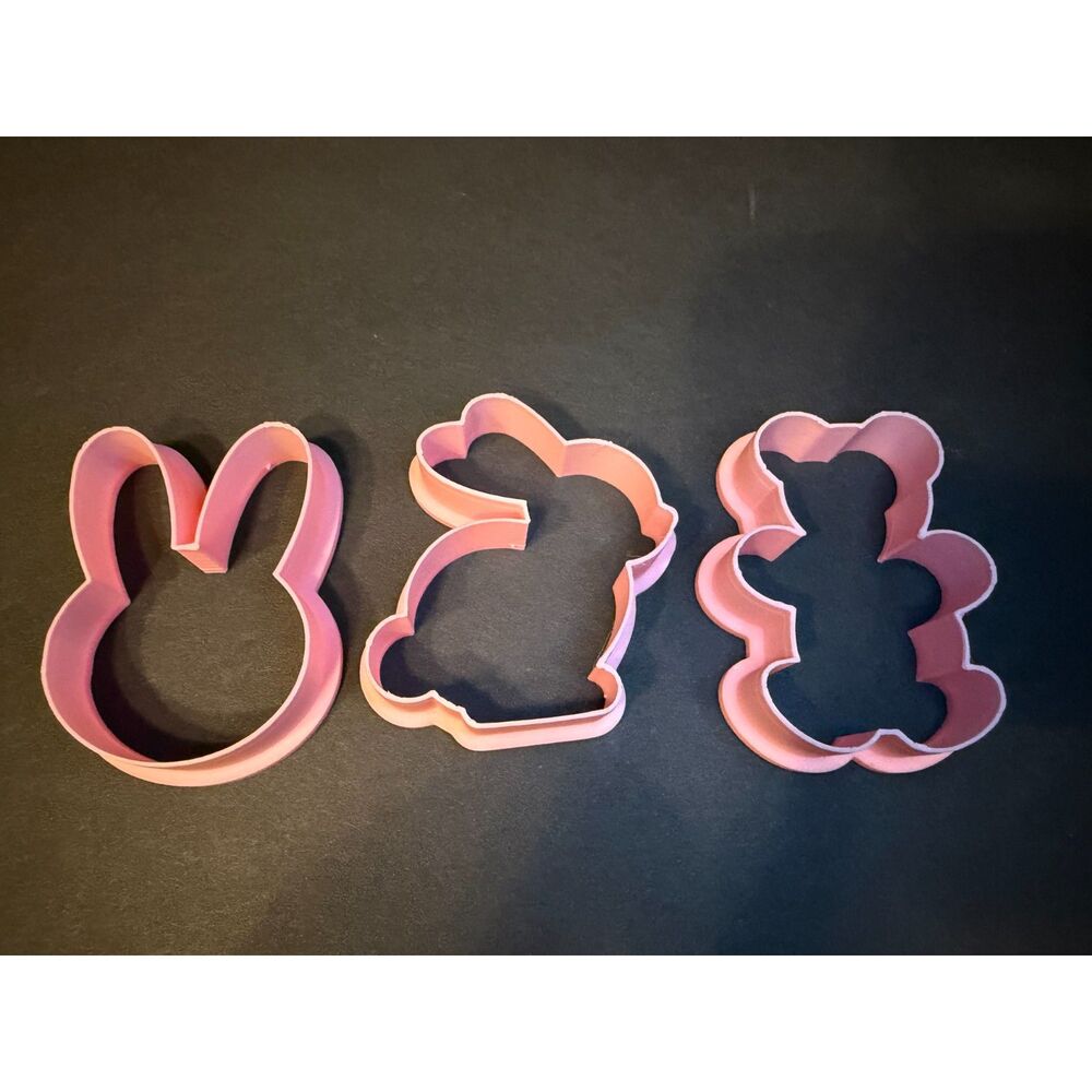 3 Piece Animal Cookie Cutter Set, Pink Bunny & Bear Cutters